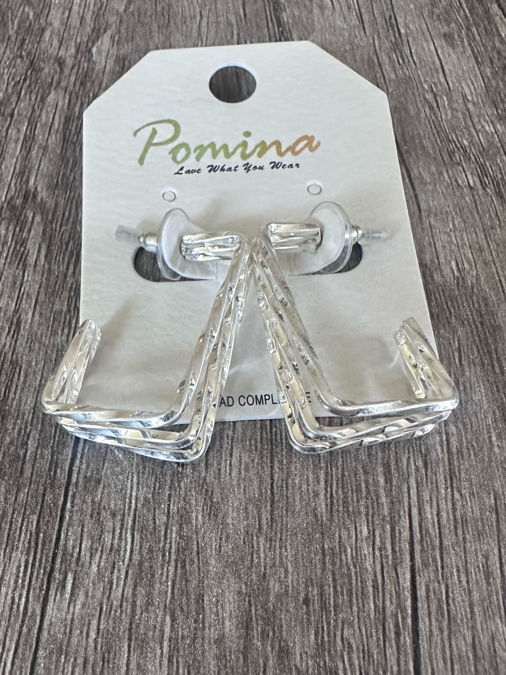 Silver square Hoop Earrings - Silver Finish